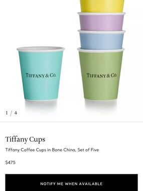 Tiffany & Co. Colorful Bone China Cups - Set of 5